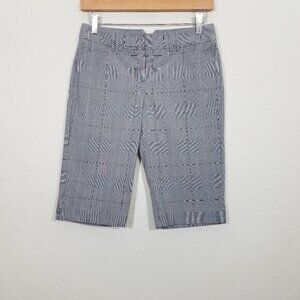 Express Editor Bermuda Dress Shorts Plaid Gray Size 0